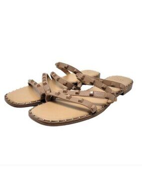A New Day | Hollis Embellished Studded Slip on Slides Sandals Tan